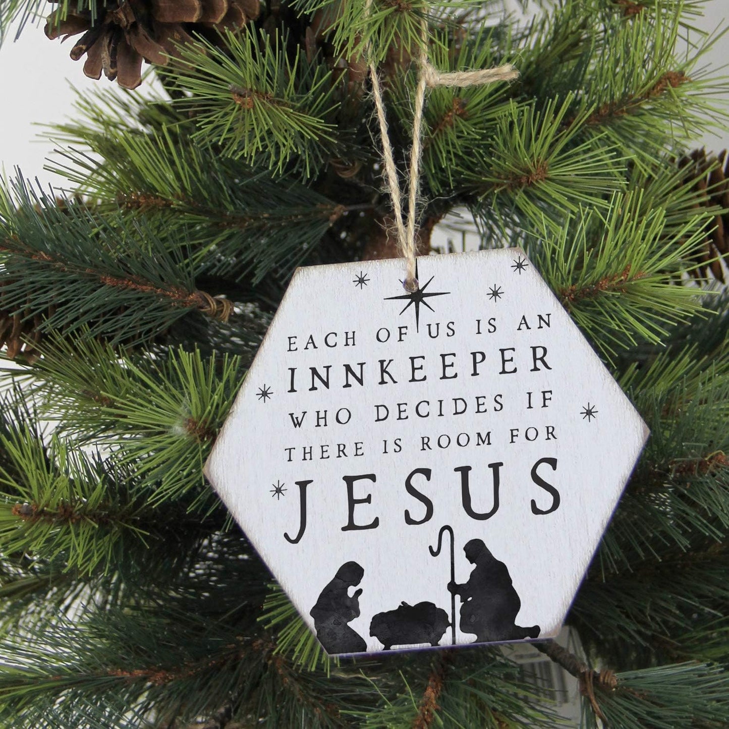 Simply Said, INC. Wood Christmas Ornament - We All Decide if There is Room for Jesus - 4.5 x 6.8 inch Nativity Ornament - Made in USA - ORH1135