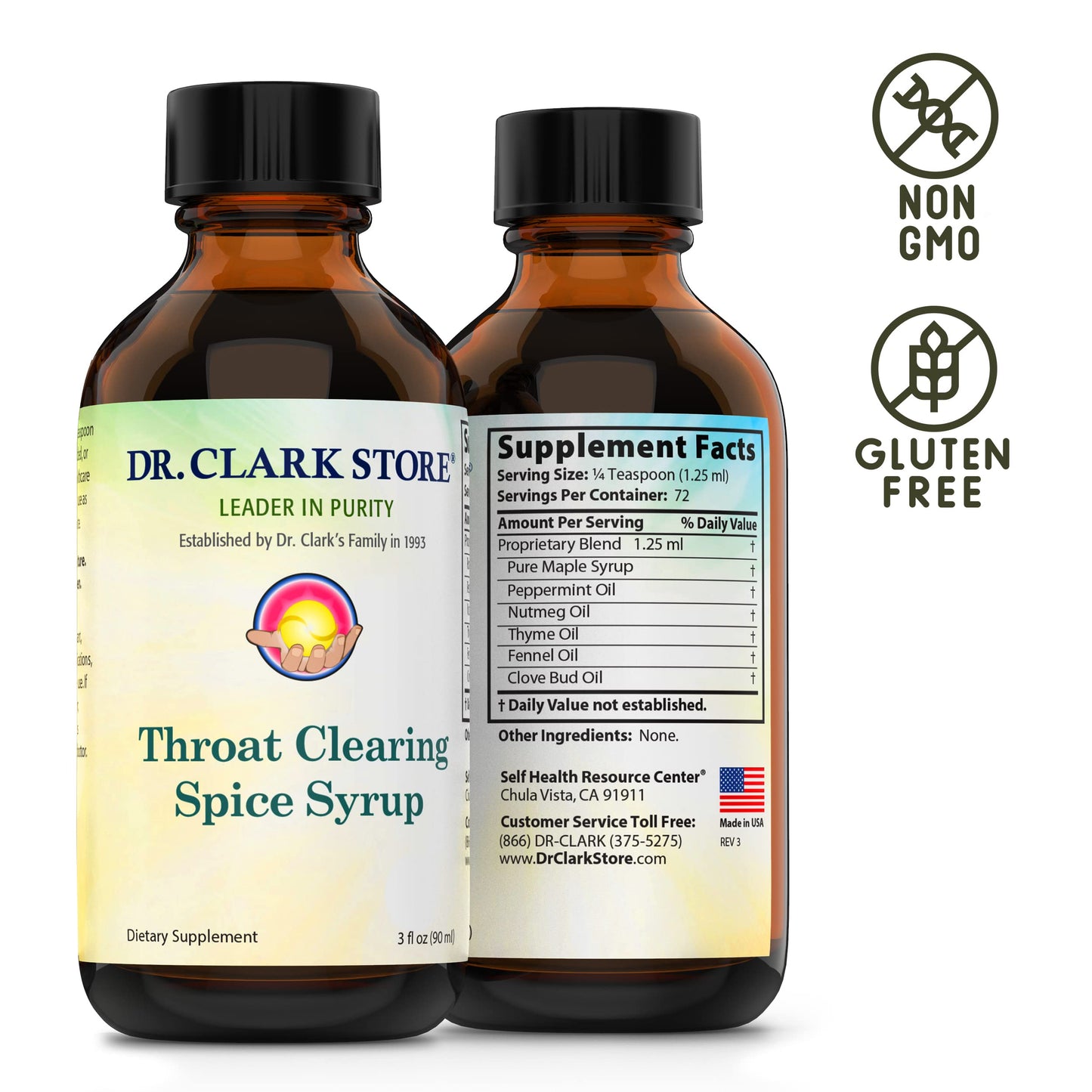 Dr Clark Store Natural Cough Syrup – Herbal Sore Throat Relief, 3 Fl Oz, Soothing Cough Remedy