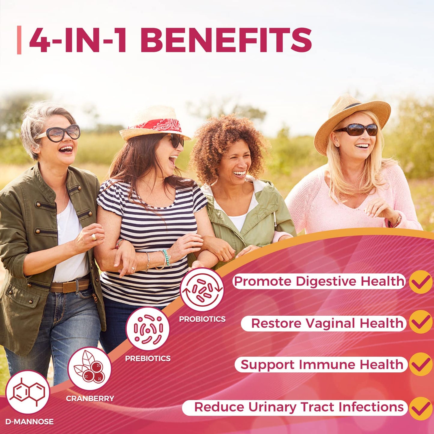 ZEBORA Probiotics-for-Women 100-Billion-CFUs with Prebiotics, D-Mannose & Cranberry for Digestive, Immune, Feminine UT Health Support, Ultimate Probiotic Women's Care, Soy & Gluten Free, 45 Packets