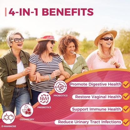 ZEBORA Probiotics-for-Women 100-Billion-CFUs with Prebiotics, D-Mannose & Cranberry for Digestive, Immune, Feminine UT Health Support, Ultimate Probiotic Women's Care, Soy & Gluten Free, 45 Packets