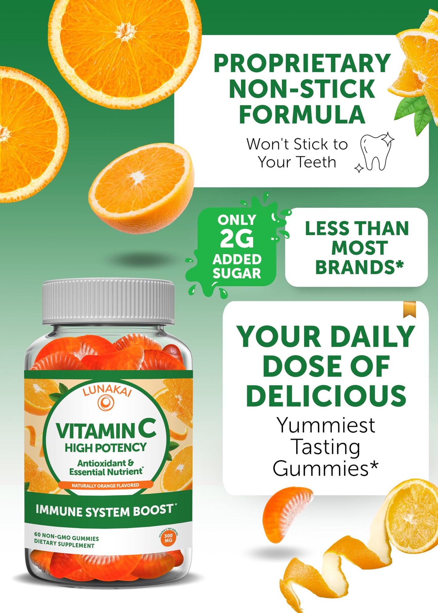 Lunakai Vitamin C and Collagen Gummies Bundle - 300mg Organic, Non-GMO, Vegan VIT C Chewable Gummy - Anti Aging Supplements for Men & Women - 30 Days Supply