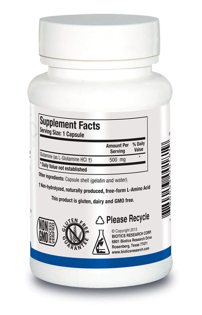 Biotics Research L Glutamine, Gastrointestinal Health, Gut Lining Support, Optimal Muscle Support, Lean Muscle, Antioxidant Activity, Free Form Amino Acid. 180 Capsules