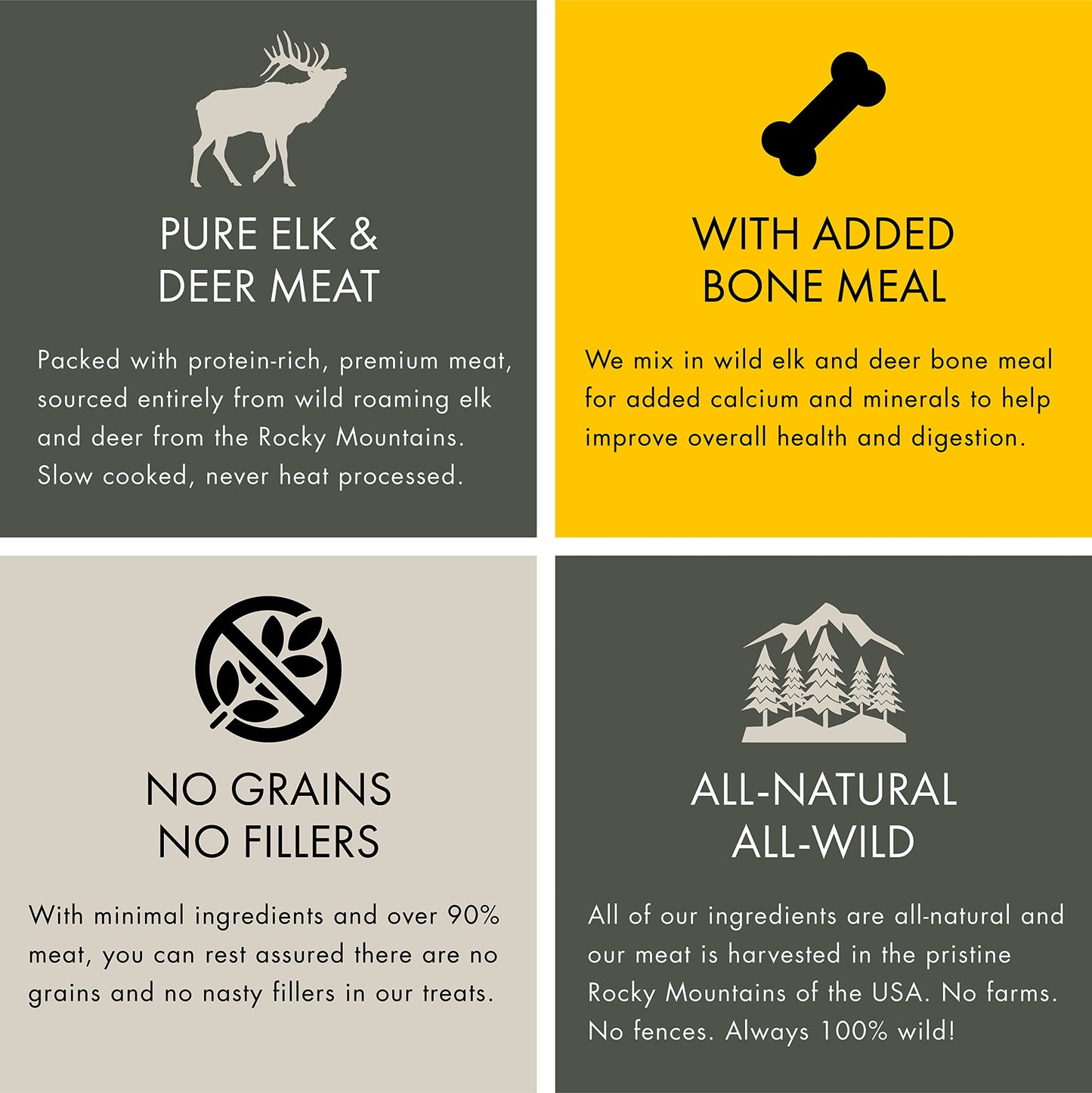 MOUNTAIN WILD Venison Jerky Training Treats for Dogs – Elk & Deer Meat Protein Dog Treat High-Value Reward – All-Natural, No Fillers, Grain-Free, No Preservatives – 8 oz (1 Pack)