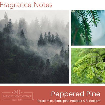 Manly Indulgence Peppered Pine Scented Candles for Men, 2 Wick, 15 oz Premium Soy Blend, 60H Burn, Candles for Home Scented – Made in The USA