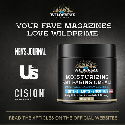 Men's Face Moisturizer Cream - Anti Aging & Wrinkle - Made in USA - Collagen, Hyaluronic Acid, Vitamins E & A, Avocado Oil - After Shave Lotion - Age Facial Skin Care, Day & Night Moisturizing