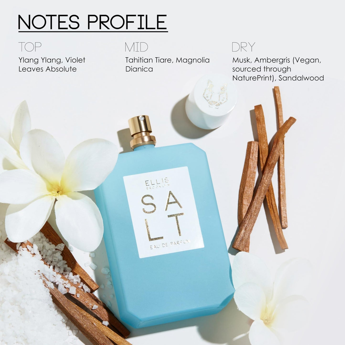 Ellis Brooklyn SALT Eau De Parfum for Women - Clean, Salty, Floral, Musk, Amber, Sandalwood Scent, 1.7 oz, Unisex, Long Lasting