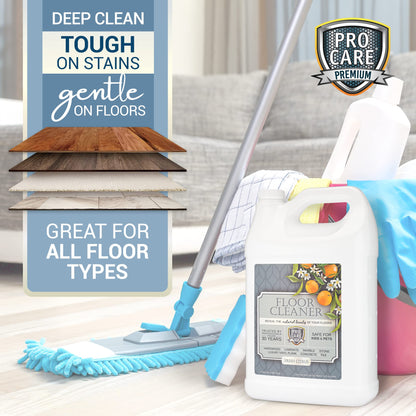 Procare Citrus Floor Cleaner (Made in USA) | Tile, Stone, Laminate, Vinyl & Natural Wood Floor Cleaner for Mopping, Household Supplies, Cleaning Solution with Citrus Aroma