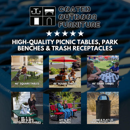 Coated Outdoor Furniture Heavy-Duty Portable Outdoor Kids Table with Umbrella Hole, Punched Steel Kids Picnic Table, Commercial-Grade, Made in America (46 In, Square, Childrens, Textured Dark Green)