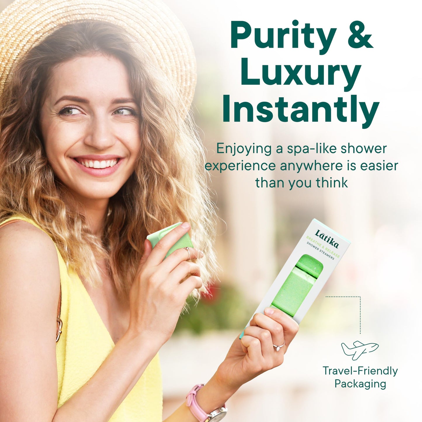 Latika Breathe & Release Aromatherapy Shower Steamer - Eucalyptus and Peppermint Essential Oils for Stress Relief, Relaxation and Anxiety Support Long-Lasting, Natural, Vegan Shower Must-Haves