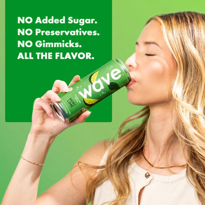 WAVE Organic Sparkling Drink | Low Calorie Drink, Mint Lime Lightly Carbonated | Great Natural Soda Alternative | USA Made Kosher No Added Sugar, Color, & Artificial Ingredients |12 Pack