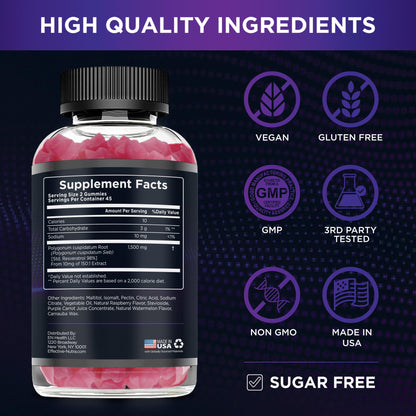 EFFECTIVE NUTRA Resveratrol Gummies 1500mg | Sugar-Free Supplement for Antioxidant Support, Immunity, Heart Health, and Brain Function | 45-Day Supply, Natural Berry Flavor, Made in USA (90 Count)