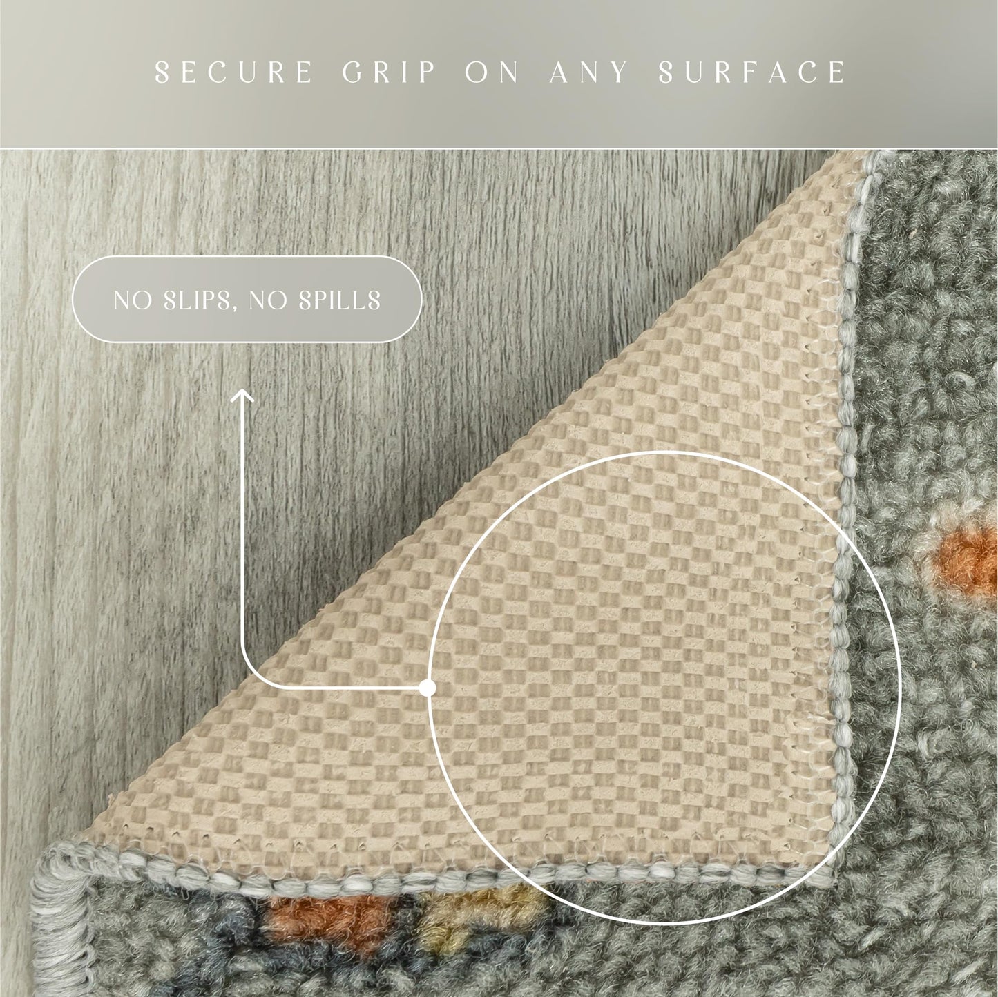 Maples Rugs Fleur Contemporary Motif Kitchen Rugs Non Skid Accent Area Carpet [Made in USA], Radiant Grey, 1'8 x 2'10