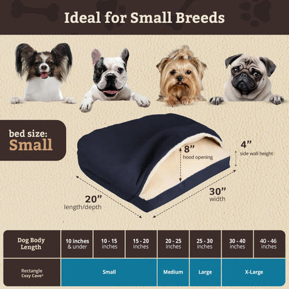 Snoozer Pet Products Rectangle Cozy Cave Dog Bed, Small, Navy
