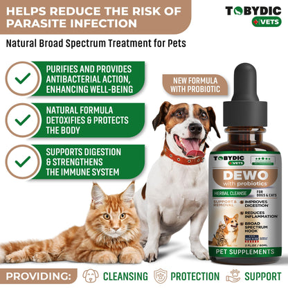 Tobydic Broad Spectrum Herbal Intestinal Defense with Probiotic for Cats & Dogs - Natural Support Helps to Remove Toxins - Supplement Drops - Made in USA