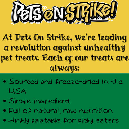 PETS ON STRIKE Freeze Dried Chicken Hearts for Dogs & Cats – Single Ingredient Dog Treats – USA Sourced & Made – High Protein, All Natural, Grain Free – Raw Freeze-Dried Training Treats (3oz)
