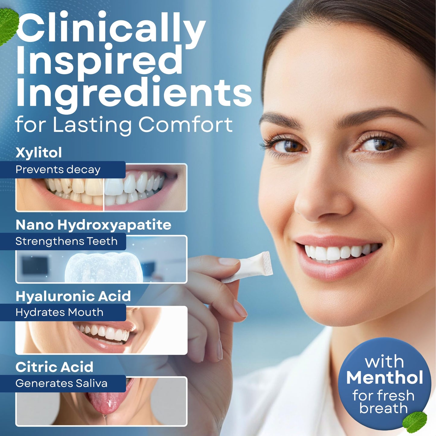 OPS Cool Rush 4-1 Oral Moisturizing Pouch - Breath Mints Pouches, Xylitol Mints Pouches, Mouth Moisturizer | Saliva Substitute | Contains Xylitol & Menthol (Mint)