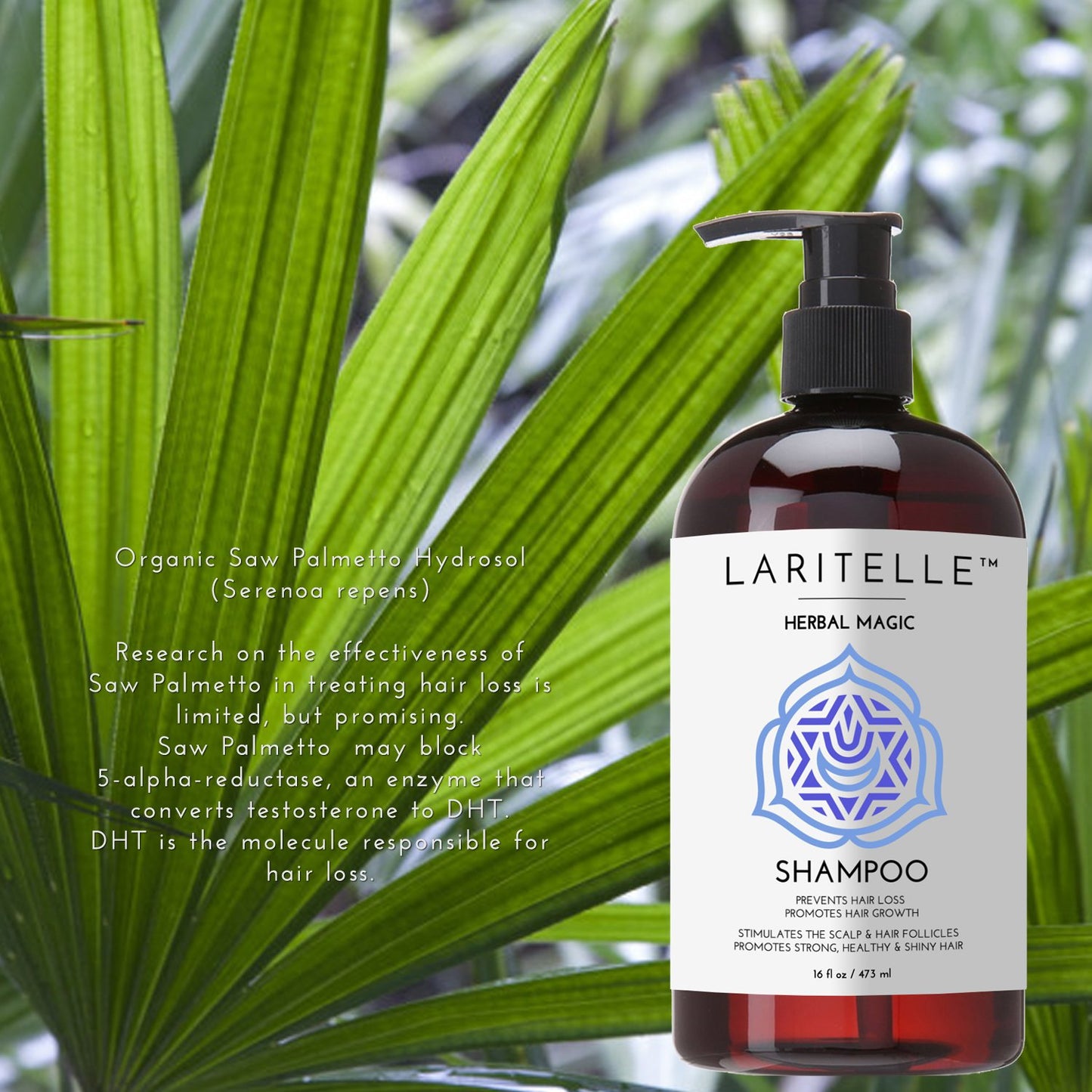 Laritelle Organic Unscented Shampoo Herbal Magic – 17.5 oz – Sulfate-Free, Vegan Hair Growth Shampoo for Sensitive Scalp – Made in California