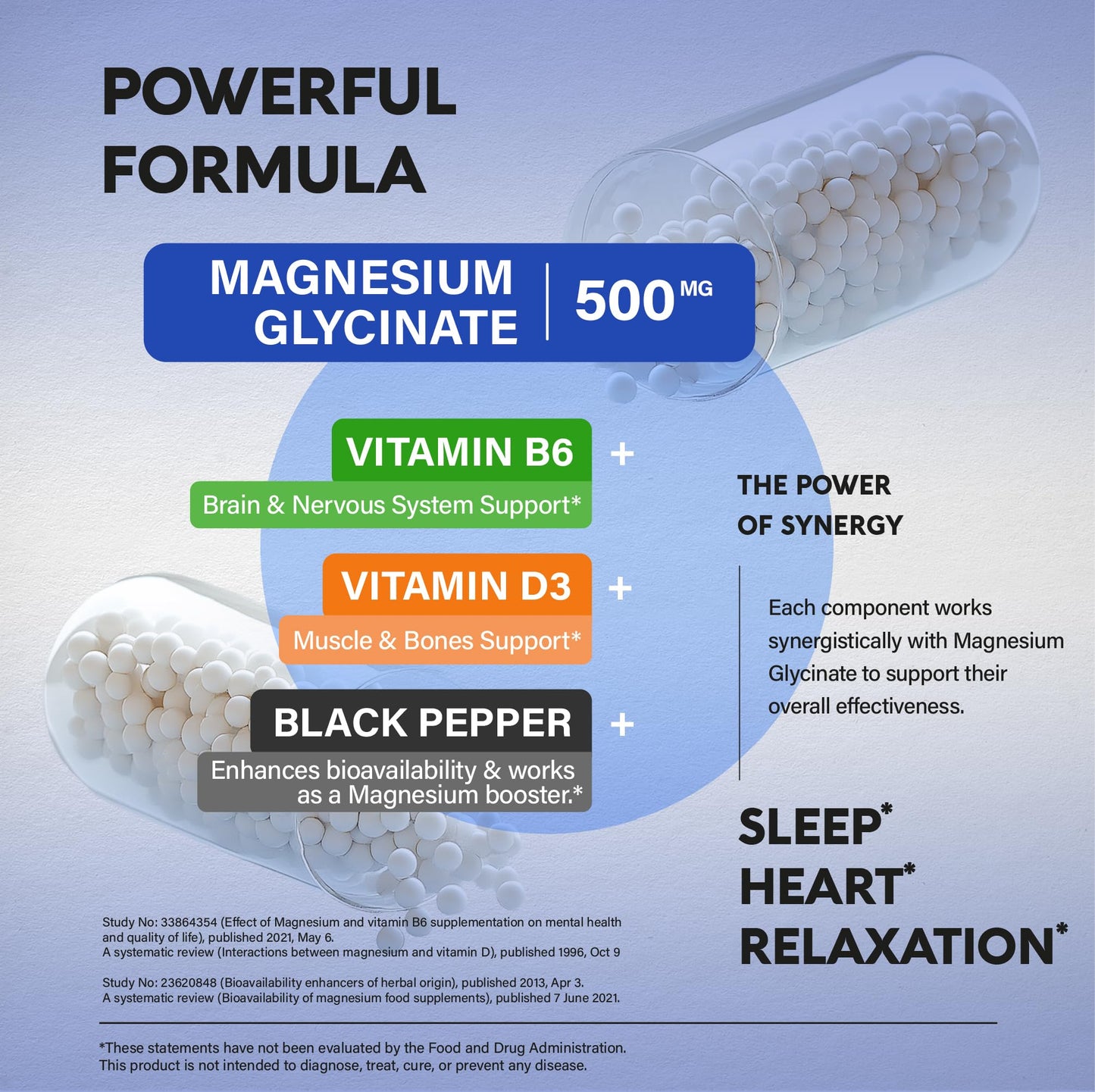 Magnesium Glycinate 500 mg - Chelated Supplement - 98% High Absorption - Sleep, Muscle & Heart Health Support - Made in USA - Lab Tested & Non-GMO - 120 Capsules