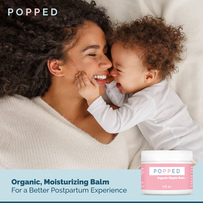 Popped Organic Nipple Butter | Made in the USA | Moisturizing Nipple Cream for Sore, Dry, and Cracked Nipples | Postpartum Essential Balm for Breastfeeding, Nursing (2 fl oz)