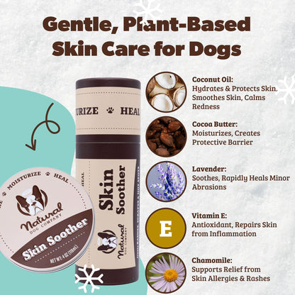 Natural Dog Company Skin Soother Balm for Dogs – 1oz Tin All Natural Hot Spot & Rash Relief – Organic Itchy Skin Soothing Moisturizer for Dry, Red, Crusty Skin – Lick-Safe Dog Balm, Made in USA