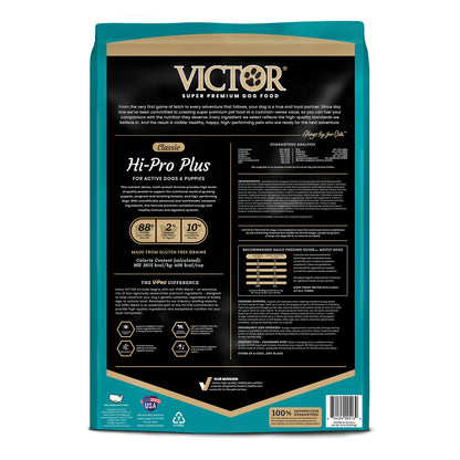 VICTOR Super Premium Dog Food – Hi-Pro Plus Dry Kibble – High Protein Dog Food with 30% Protein – Beef, Chicken, Pork, Fish Meals, Gluten Free - for High Energy and Active Dogs & Puppies, 15lbs
