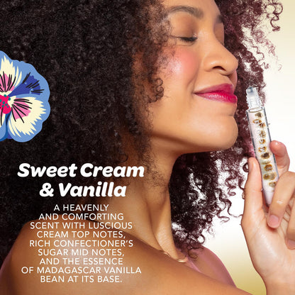Blossom Roll on Perfume for Women Alcohol Free Gourmand Rollerball Perfume Oil with Essential Oils, Infused with Real Flowers, Made in USA, 0.20oz, (Vanilla, Cream, Sugar) Vanilla Sweet Cream
