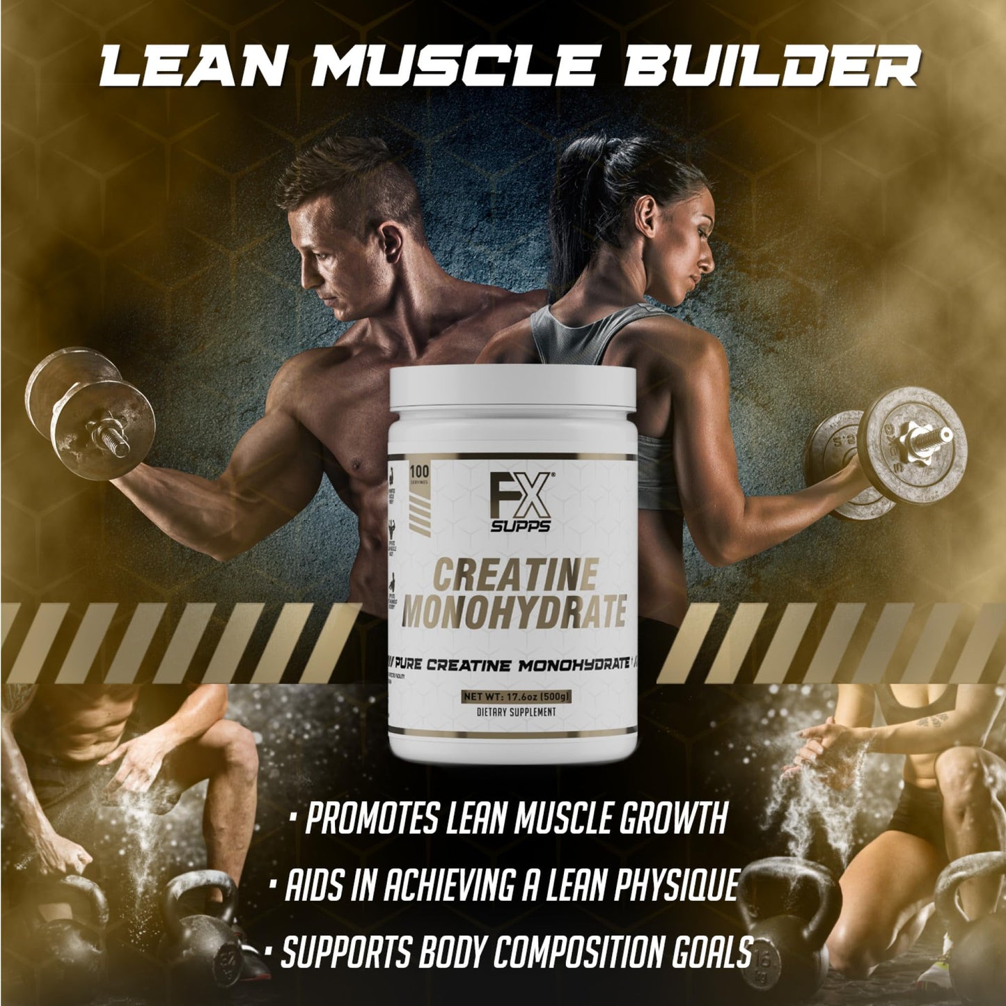 FXSUPPS Creatine Monohydrate Powder | Unflavored Micronized Creatine Powder | Fast-Absorbing Keto-Friendly Micronized Creatine Monohydrate | Creatine Powder for Muscle Gains and Recover