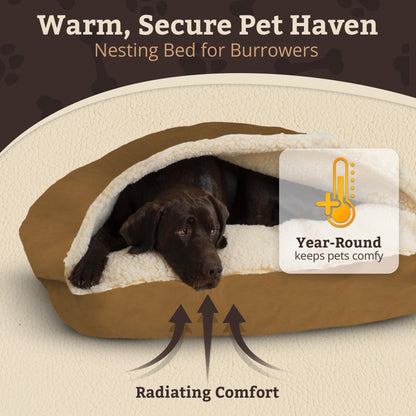 Snoozer Pet Products Luxury Rectangle Cozy Cave Dog Bed with Microsuede, Small, Camel