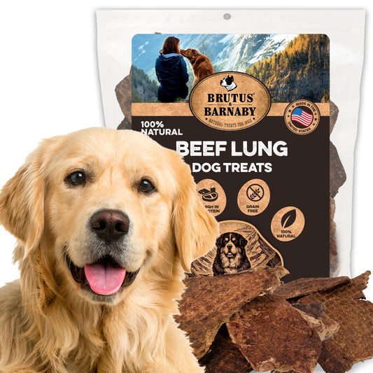 BRUTUS & BARNABY Beef Lung Bites for Dogs - 100% Single Ingredient Dog Treat Made in USA - Protein Packed, Crunchy, Healthy Dog Treats - Grain Free, Rawhide Free, No Additives