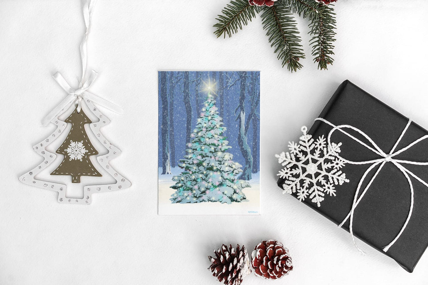 Stonehouse Collection Assorted Christmas Cards | Winter Forest Holiday Boxed | USA Made | 18 Beautiful Christmas Cards & Envelopes (Forest)