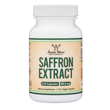 Saffron Supplement for Focus - Saffron Extract 88.5mg Vegan Capsules (210 Count) – Supports Focus and Vision, Including Retina and Lens – Herbal Dietary Supplement by Double Wood