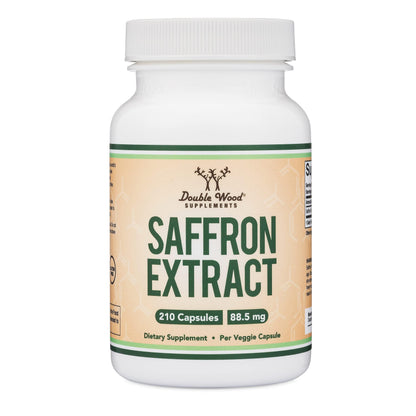Saffron Supplement for Focus - Saffron Extract 88.5mg Vegan Capsules (210 Count) – Supports Focus and Vision, Including Retina and Lens – Herbal Dietary Supplement by Double Wood