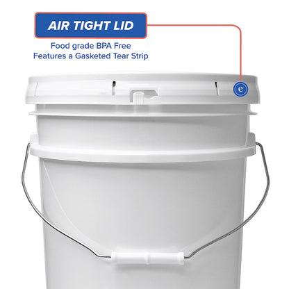 ePackageSupply 5 Gallon White Bucket & Lid, Made in The USA, Durable 90 Mil All Purpose Pail, Food Grade, Contains No BPA Plastic, Premium HPDE, 12 Pack