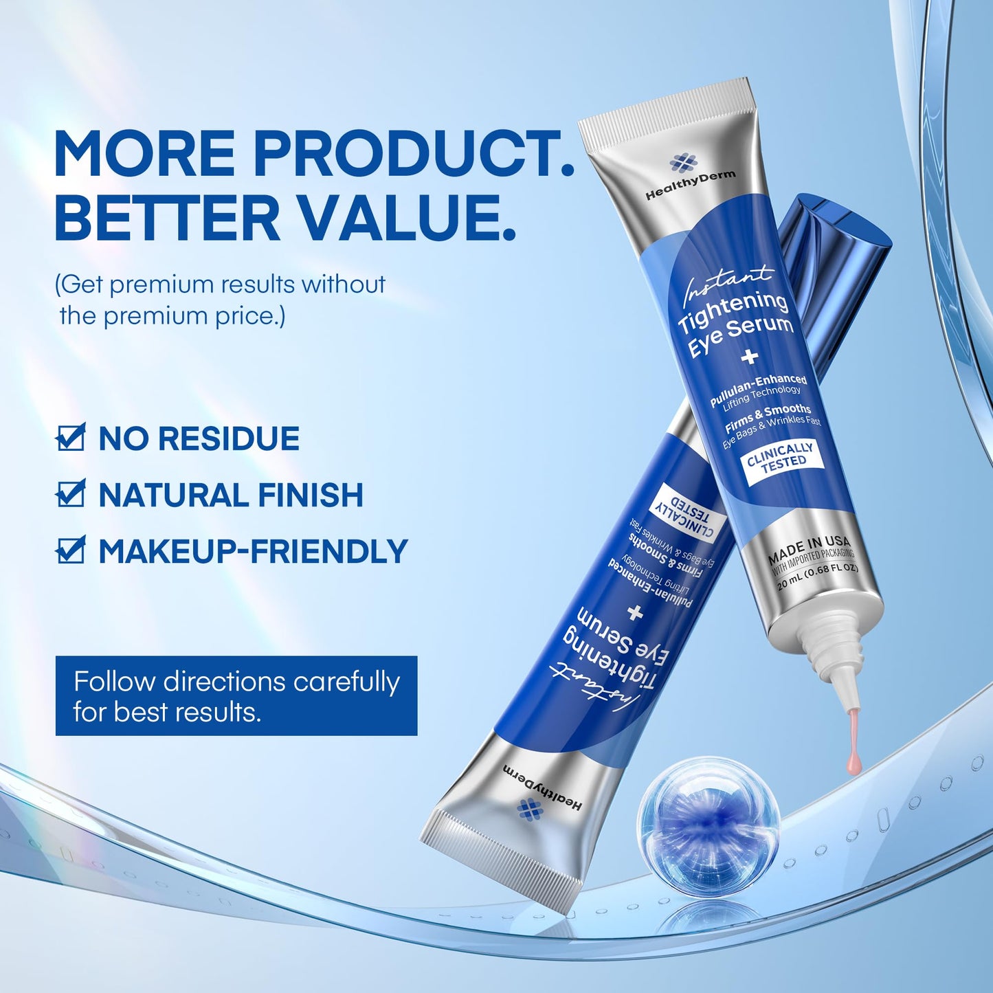 Instant Under Eye Lift Serum: Reduces Eye Bags, Wrinkles, Puffy Eyes, Dark Circles & Crow’s Feet in Minutes – Advanced Firming Polysaccharide Formula for Mature Skin – 20 mL