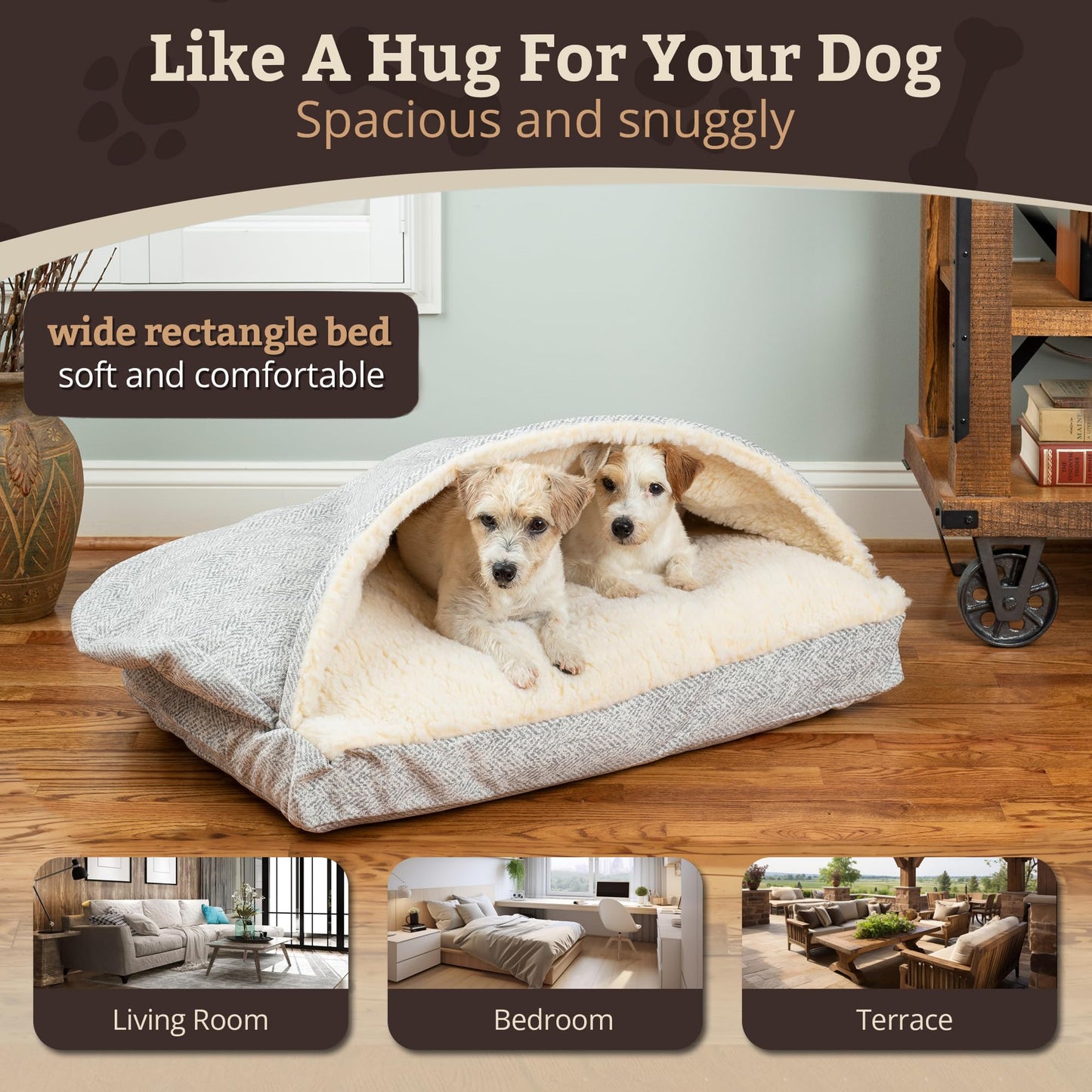 Snoozer Pet Products Luxury Rectangle Cozy Cave Dog Bed with Microsuede, Showdog Collection, Small, Palmer Dove