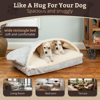 Snoozer Pet Products Luxury Rectangle Cozy Cave Dog Bed with Microsuede, Showdog Collection, Small, Palmer Dove