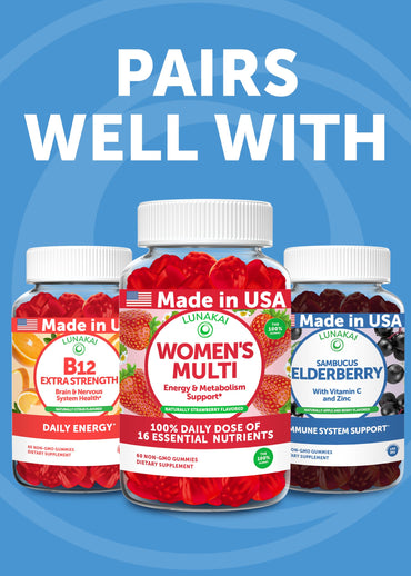 Lunakai USA Made Magnesium Glycinate Gummies with L-Theanine for Kids & Adults – 420mg Magnesium Supplement for Calm, Sleep & Stress Support, 60ct