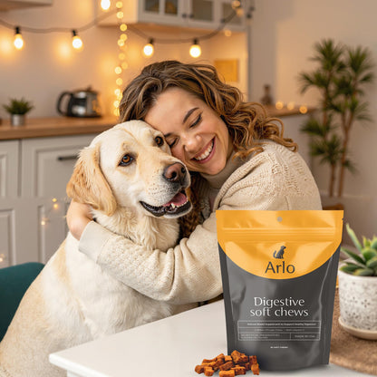 Arlo Pet Supplies Pre and Probiotics for Dogs & Puppies, Digestive Supplement, 60 Soft Chews, 2 Billion CFUs, Vitamin C, Supports Healthy Digestion, Helps Reduce Gas, Bloating, Irregularity