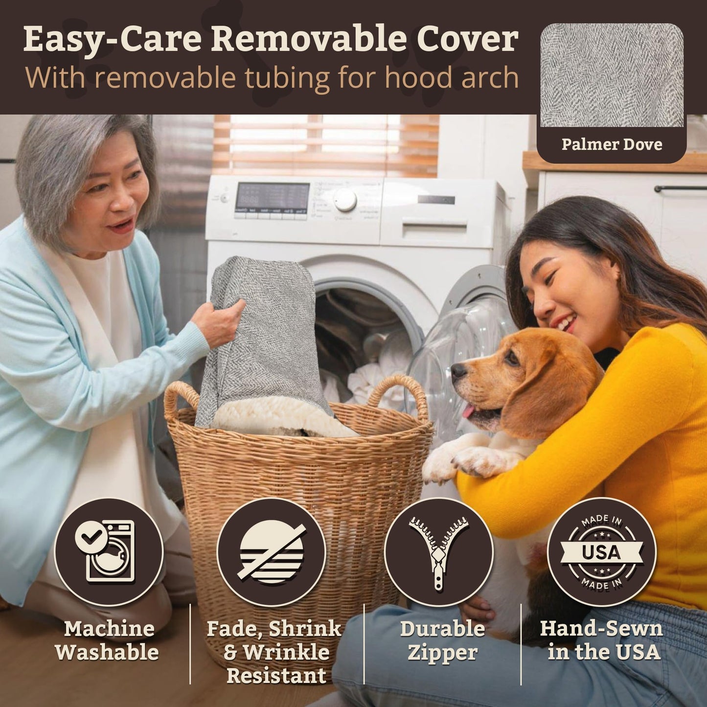 Snoozer Pet Products Luxury Rectangle Cozy Cave Dog Bed with Microsuede, Showdog Collection, Small, Palmer Dove