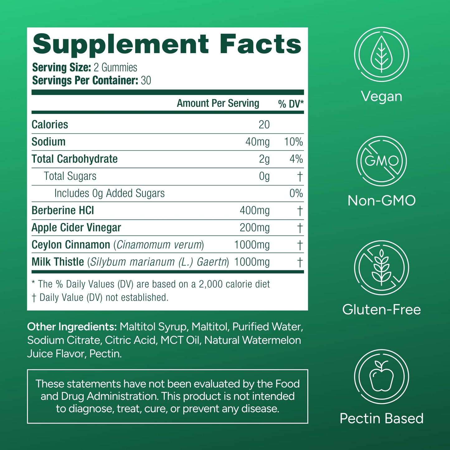 GLP1 Support for Weight Loss - Sugar-Free Berberine Complex Gummies w Ceylon Cinnamon, Milk Thistle, ACV [AMPK Metabolic Activator] Berberine Supplement for Appetite Control, Carb Blocker & Fat Burn