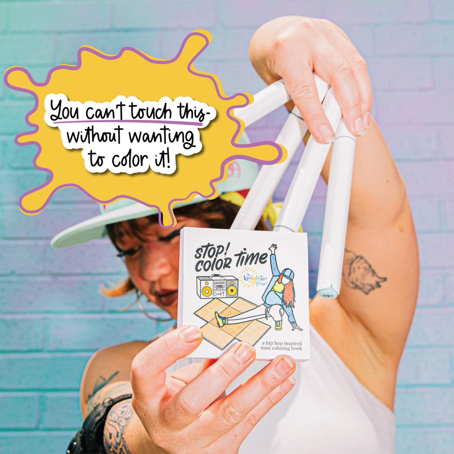 A Brighter Year The Original Adult Mini Coloring Book - Hip Hop Edition - 3” x 3” Pocket Size, 50 Pages, Lay Flat Binding, Thick Paper, No Bleeding - Stress & Anxiety Relief - Gift