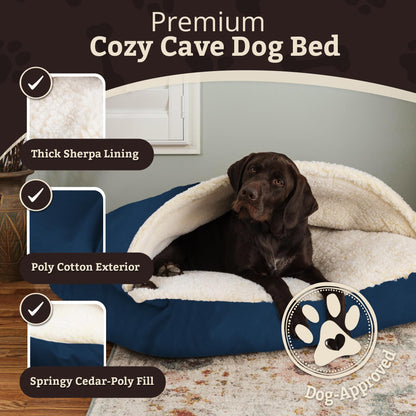 Snoozer Pet Products Luxury Rectangle Cozy Cave Dog Bed with Microsuede, Small, Sapphire