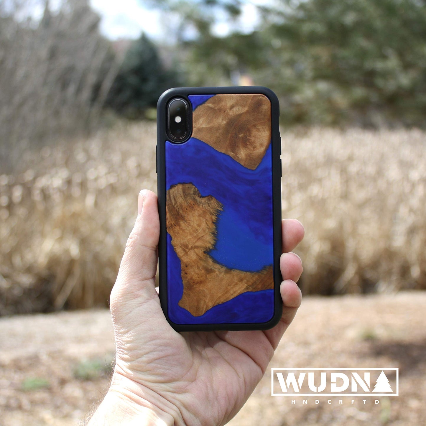 WUDN Slim Resin & Wood Phone Case (Deep Sea Green) Compatible with Apple iPhone Xr