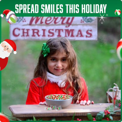 Stewart - Red & Green Striped Soft Peppermint Puffs, Festive Peppermint Candy | Not Just for Christmas | Individually Wrapped Candy Bulk Pack [2lb Bag] - Perfect for Bowls - Made in USA