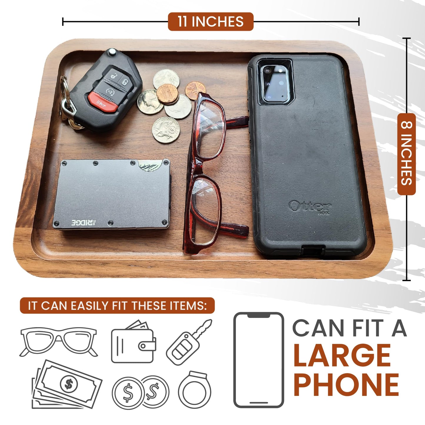 Valet Tray for Men - Made in USA - Jewelry Tray for Entryway - Great Tray for nightstand or desks - by Virginia Boys Kitchens (1)