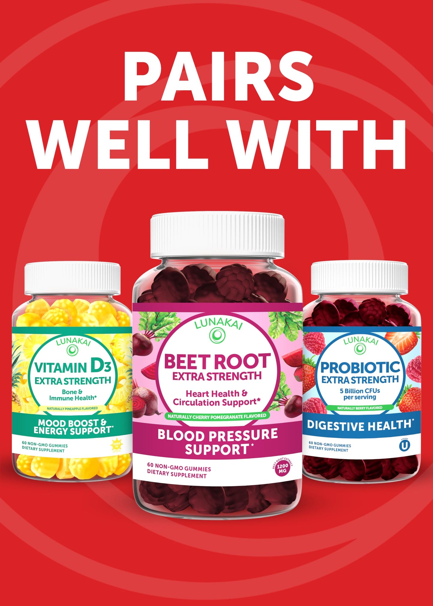 Lunakai USA Made Super Chol Gummies – 1200mg Plant Sterols & Stanols for Natural Cholesterol Support – Non-GMO Phytosterol Supplement, 60ct