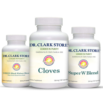 Dr Clark Store Intestine Support & Cleanse Kit - with Freeze-Dried Green Black Walnut Hulls, Wormwood, and Cloves-Helps Maintain Optimum Intestinal Function