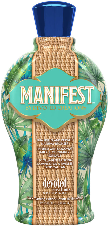 Devoted Creations Manifest - DHA Free Island Inspired Natural Bronzer Soothing Cucumber Skin Softening Cocount Dark Tanning Lotion