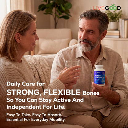 LiveGood Osteo Complete Bone and Joint Support with Highly Absorbable Calcium, Glucosamine, Eggshell Membrane, Boron and Silica for Bone Density, Flexibility and Mobility (90 Capsules)