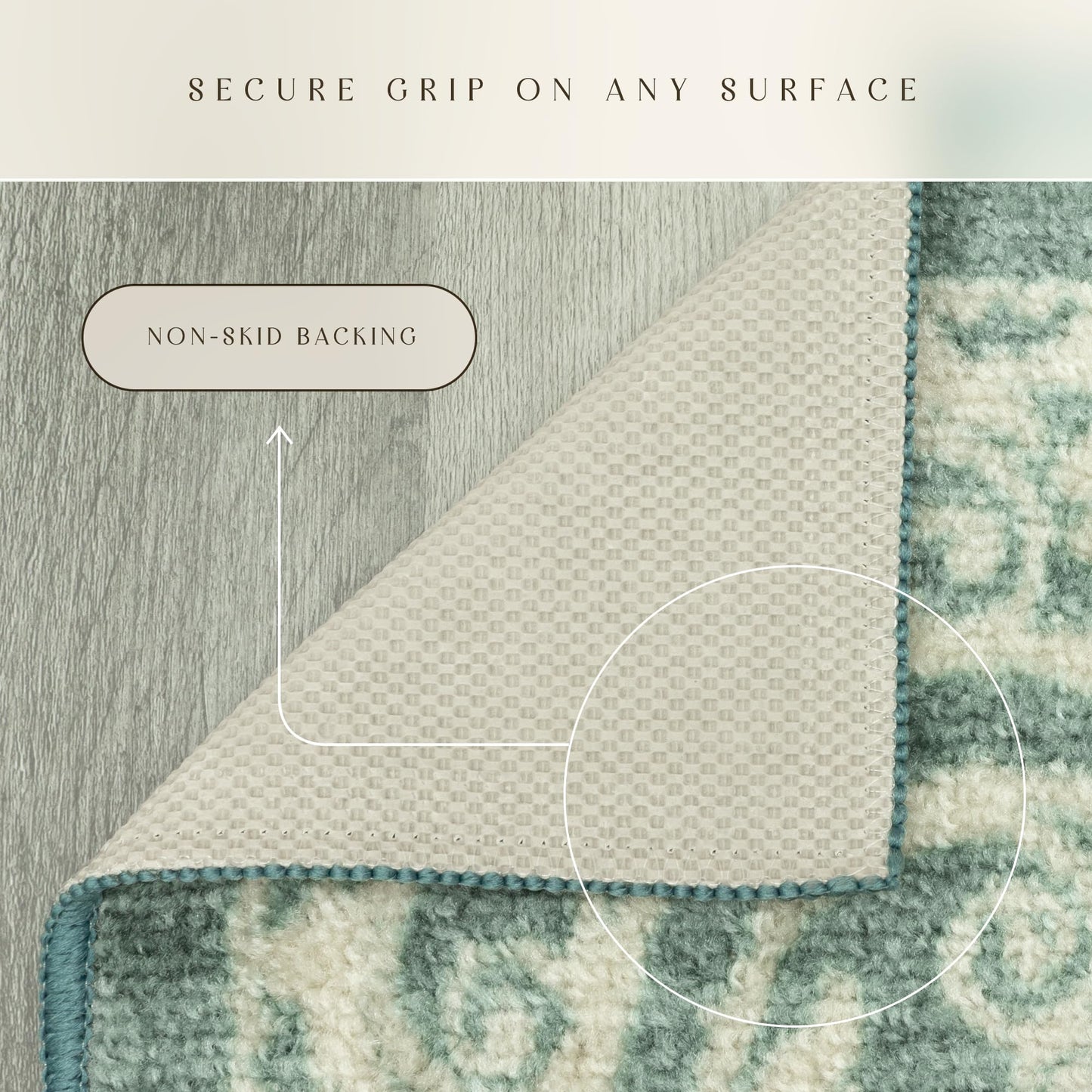 Maples Rugs Pelham Transitional Area Rugs - Made in USA - Washable, Non Slip, Indoor Carpet for Entryway, Foyer, Kitchen, and Bathroom, 1'8 x 2'10, Light Spa